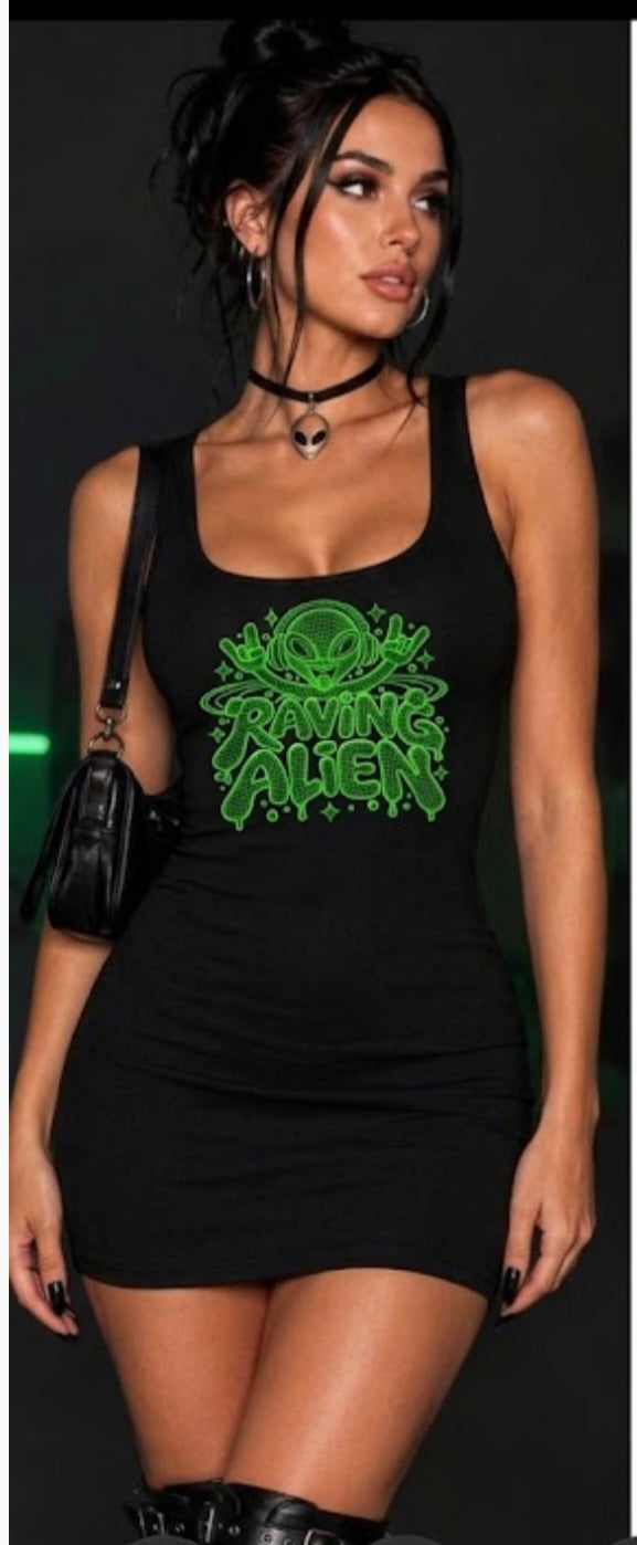 Raving alien grid dress